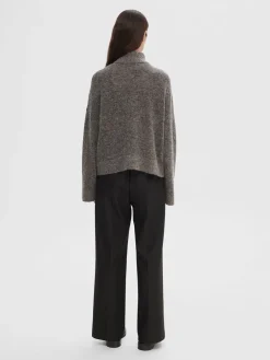 Dame Selected SLFSIA RAS LS ALPACA BLEND KNIT ZIPPER CARDIGAN