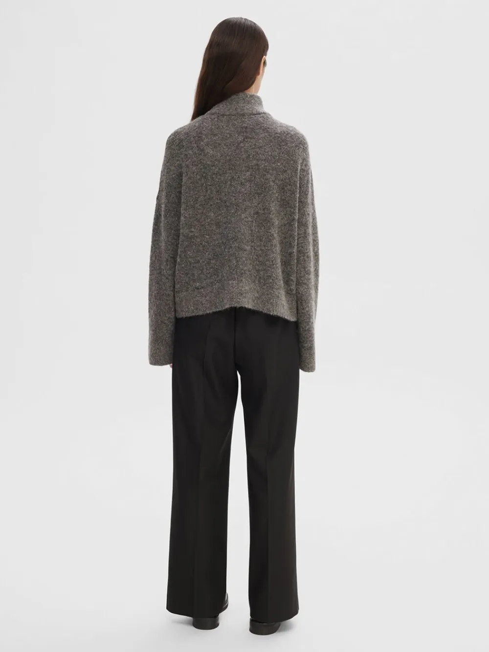 Dame Selected SLFSIA RAS LS ALPACA BLEND KNIT ZIPPER CARDIGAN