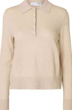 Dame Selected SLFTHEA LS KNIT MERINO COLLAR NECK