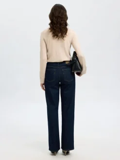 Dame Selected SLFTHEA LS KNIT MERINO COLLAR NECK