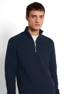 Selected SLHDANE LS KNIT STRUCTURE HALF ZIP Sky captain New