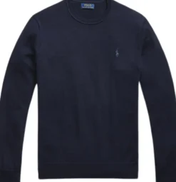 Polo Ralph Lauren Slim Fit Washable Wool Crewneck Sweater Blå Clearance