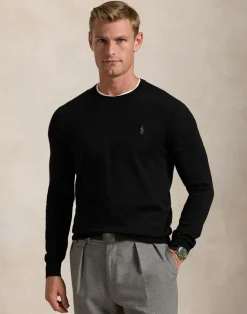 Polo Ralph Lauren Slim Fit Washable Wool Crewneck Sweater Sort Discount