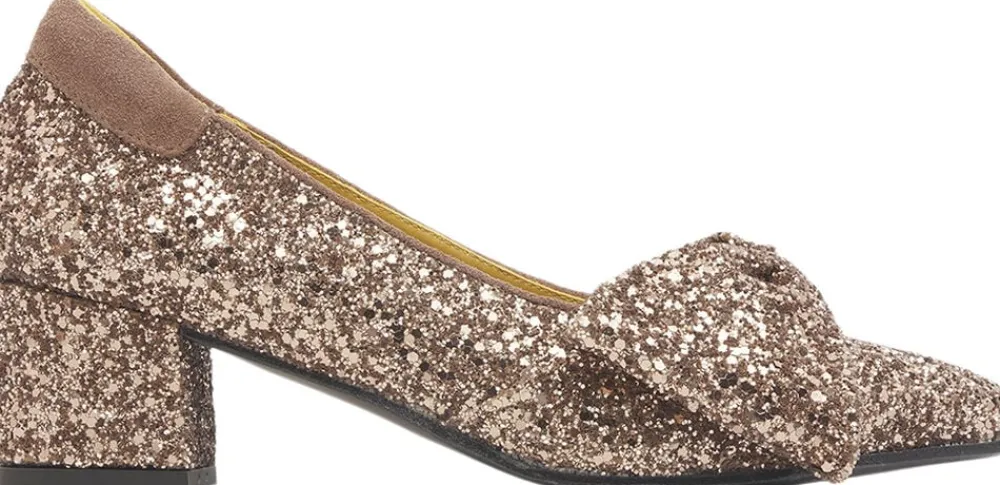 ANGULUS Sløjfepump i funklende glitter 3297/3232 clay glitter/clay New