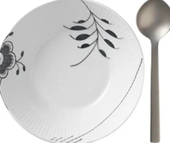 Royal Copenhagen Sort Mega Riflet 17 cm. dyb tallerken