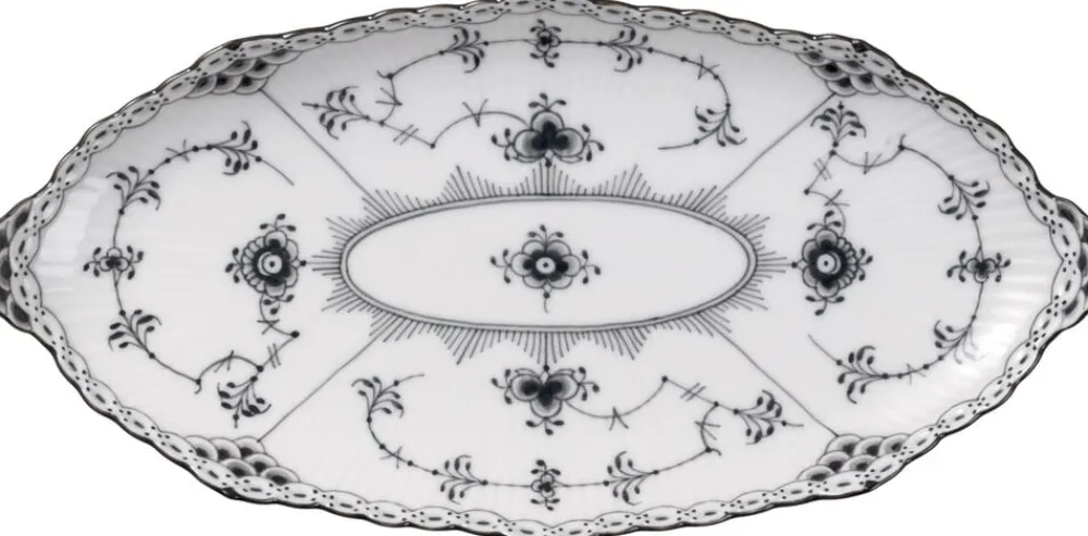 Sort Musselmalet Halvblonde Asiet oval 24,5 cm>Royal Copenhagen Best