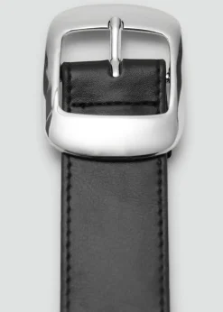 MANGO Square buckle belt Black Hot