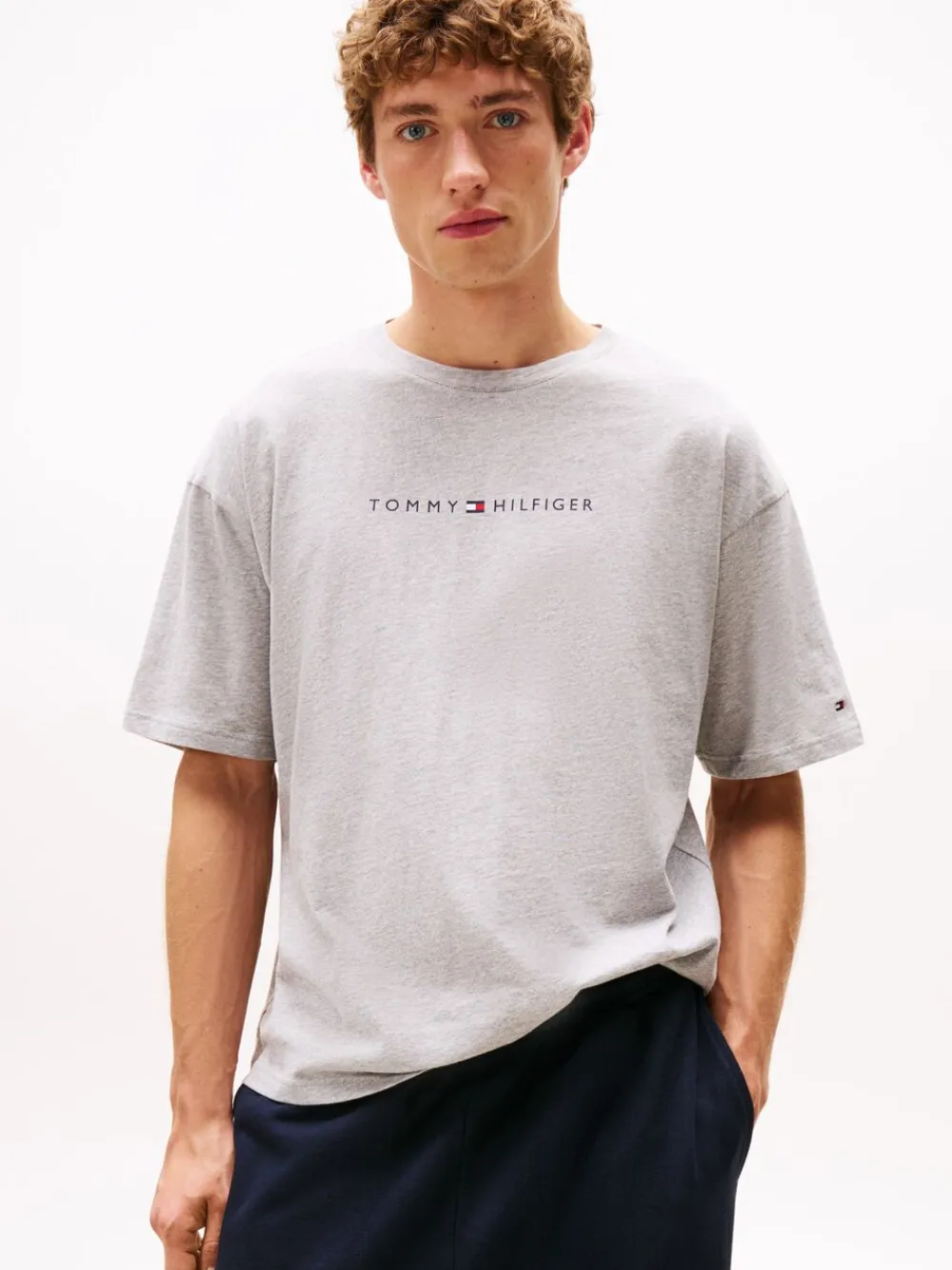 Tommy Hilfiger SS TEE CONT. LOGO Light grey heather Outlet