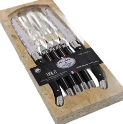 Jean Dubost Sæt med seks sorte knive, bladtykkelse 1,2 mm, pakket i en åben OSB-æs