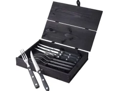 Gense Steakbestik/grillbestik Old Farmer black 8 dele Sort/Stål Hot