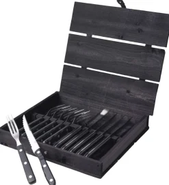 Gense Steakbestik/grillbestik Old Farmer black 12 dele Sort/Stål Hot