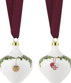 Stjerne Riflet Jul ornament sæt, 8,5 cm. , 2 stk.>Royal Copenhagen Best