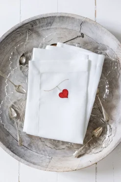 Langkilde & Søn Stofserviet med Broderet Hjerte