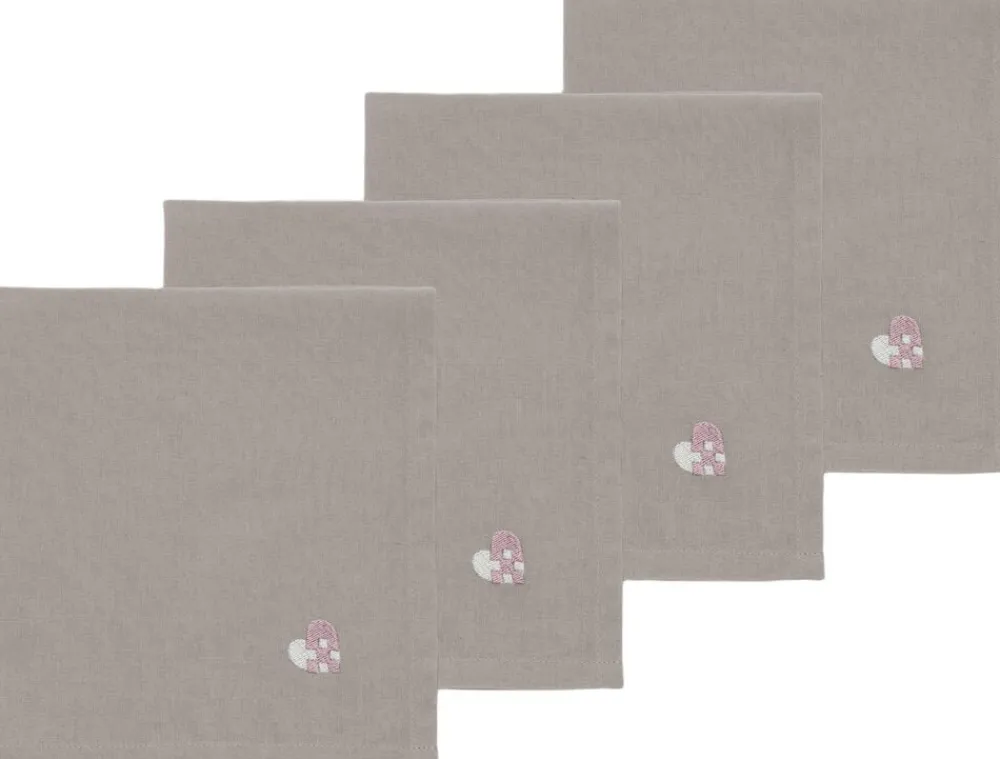 Södahl Stofservietter Christmas Hearts Embroidery 4 stk. Rose