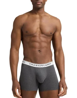 Polo Ralph Lauren Stretch Cotton Boxer Brief 3-Pack 3pk black aopp/brcly htr/white Discount