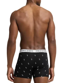 Polo Ralph Lauren Stretch Cotton Boxer Brief 3-Pack 3pk black aopp/brcly htr/white Discount