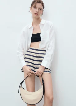 Striped crochet shorts><noscript><img width=