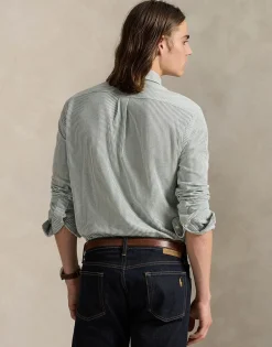 Striped Knit Oxford Shirt><noscript><img width=