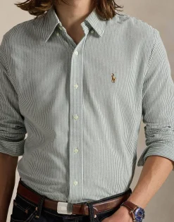 Striped Knit Oxford Shirt><noscript><img width=
