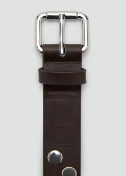 MANGO Studded belt Dark brown Hot