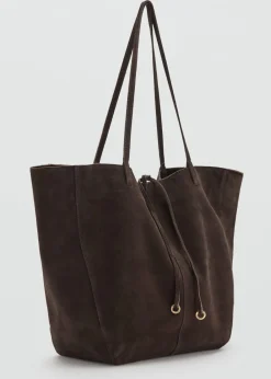 Dame MANGO Suede leather shopper bag