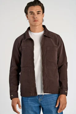 Lindbergh Superflex corduroy overshirt Dk brown New