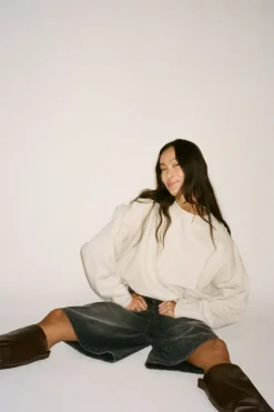 Rabens Saloner Sweat drawstring top - Sheela Oyster Discount