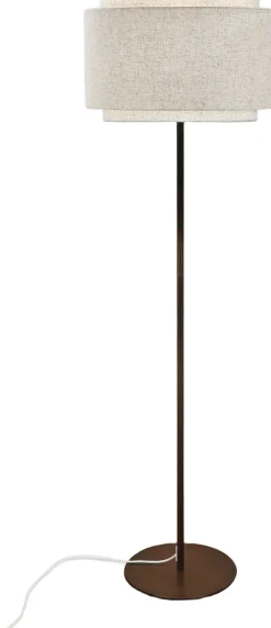 DFTP TAKAI FLOOR E27 BRUNISH BRASS BEIGE SHADE