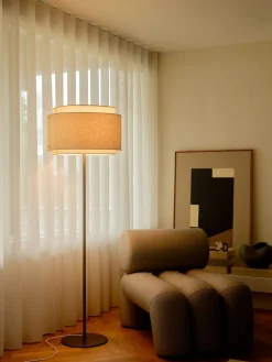 DFTP TAKAI FLOOR E27 BRUNISH BRASS BEIGE SHADE