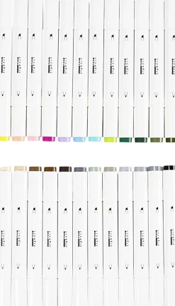 Børn Creativ Company Tegnetusch, streg 1+8 mm, pastelfarver, standardfarver, 24st