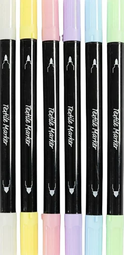 Børn Creativ Company Tekstiltusch, streg 2,3+3,6 mm, 6 stk.