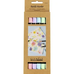 Børn Creativ Company Tekstiltusch, streg 2,3+3,6 mm, 6 stk.