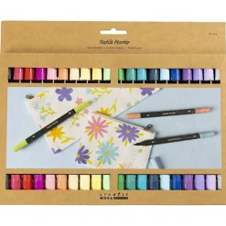 Børn Creativ Company Tekstiltusch, streg 2,3+3,6 mm, suppleringsfarver, 20 stk.