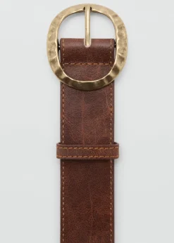 Dame MANGO Textured belt with round buckle