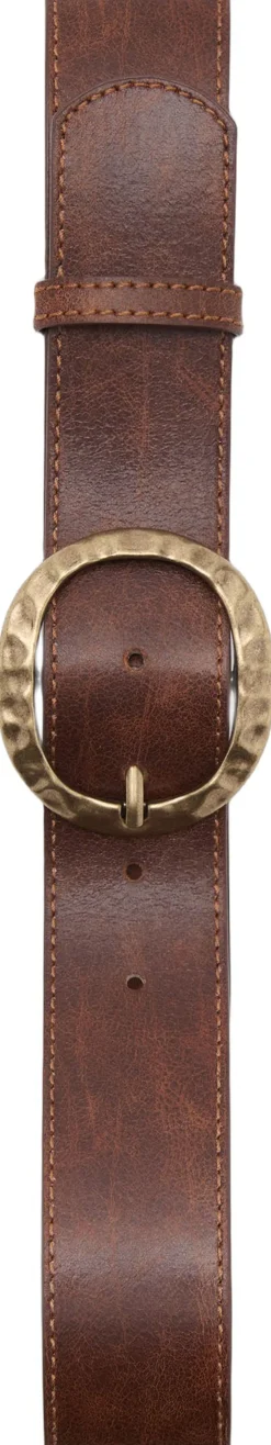 Dame MANGO Textured belt with round buckle