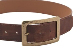 MANGO Textured square buckle belt Brown Best