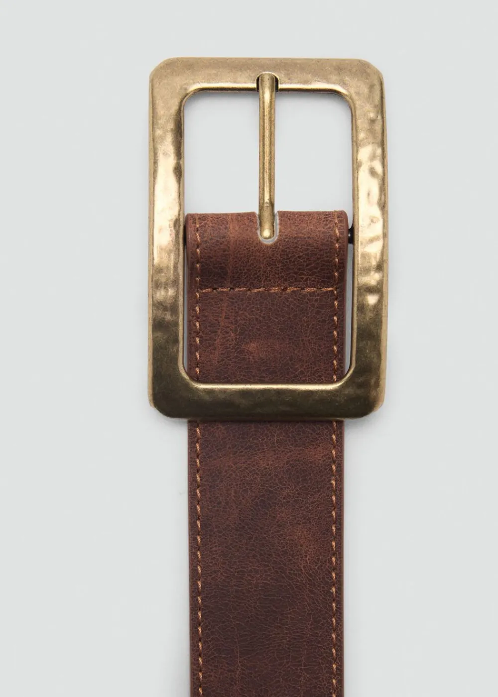 MANGO Textured square buckle belt Brown Best