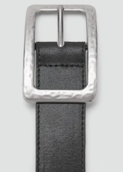 Textured square buckle belt>MANGO New