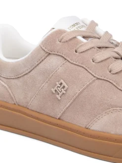 TH Monogram Suede Court Trainers>Tommy Hilfiger Outlet