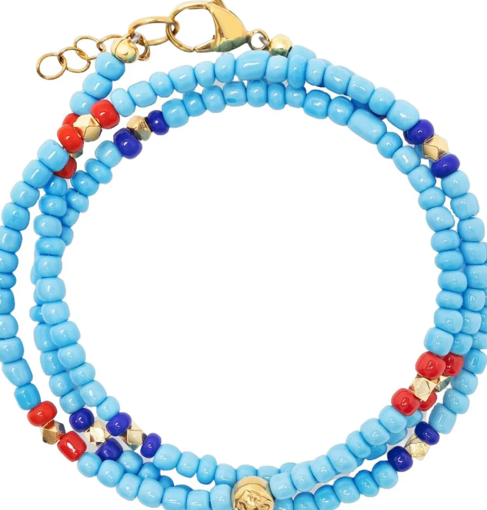 The Mykonos Collection - Vintage Turquoise, Red and Blue Glass Beads>Nialaya Online
