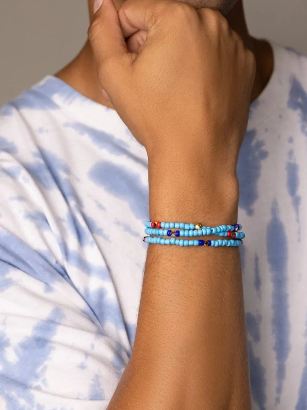 The Mykonos Collection - Vintage Turquoise, Red and Blue Glass Beads>Nialaya Online