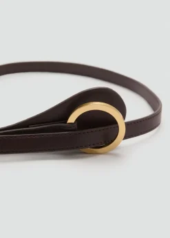 MANGO Thin belt with maxi-buckle Dark brown Outlet