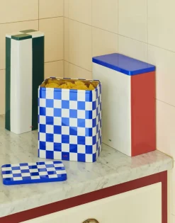 Tin Container-Large-Blue and off-wh>Hay Best