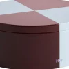 Hay Tin Container-Round-Burgundy and ice blue