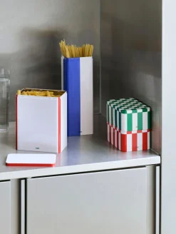 Hay Tin Container-Small-Red and off-white