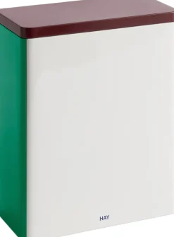 Hay Tin Container-X-Large-Off-White, burgundy and green