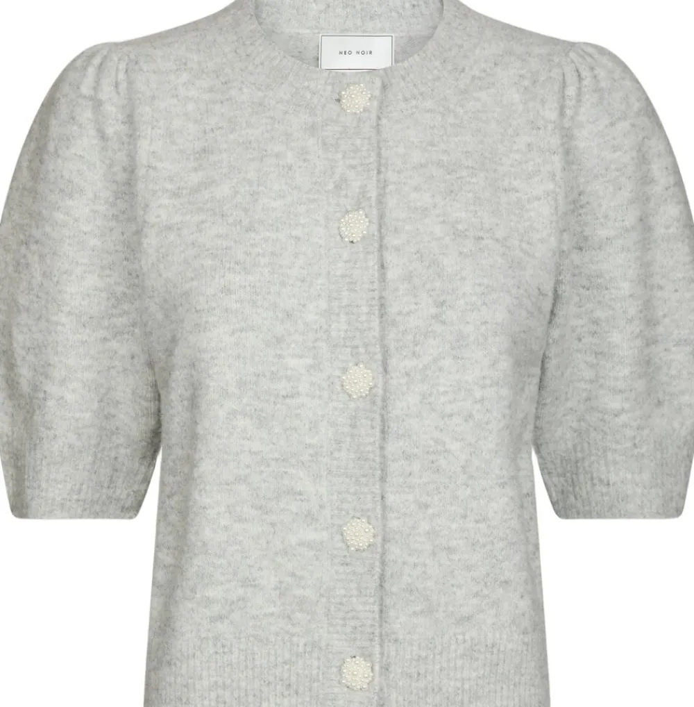 Neo Noir Trudy Deco Knit Cardigan Light grey melange