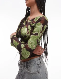 Dame Topshop TSAUDREY ASYMMETRIC TOP JSR - COTTON BLEND