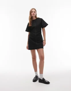 Topshop TSHEIDI SS MINI DRESS Black