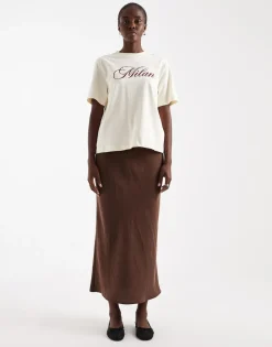 Topshop TSISA BIAS MIDI SKIRT WVN Chocolate brown Discount